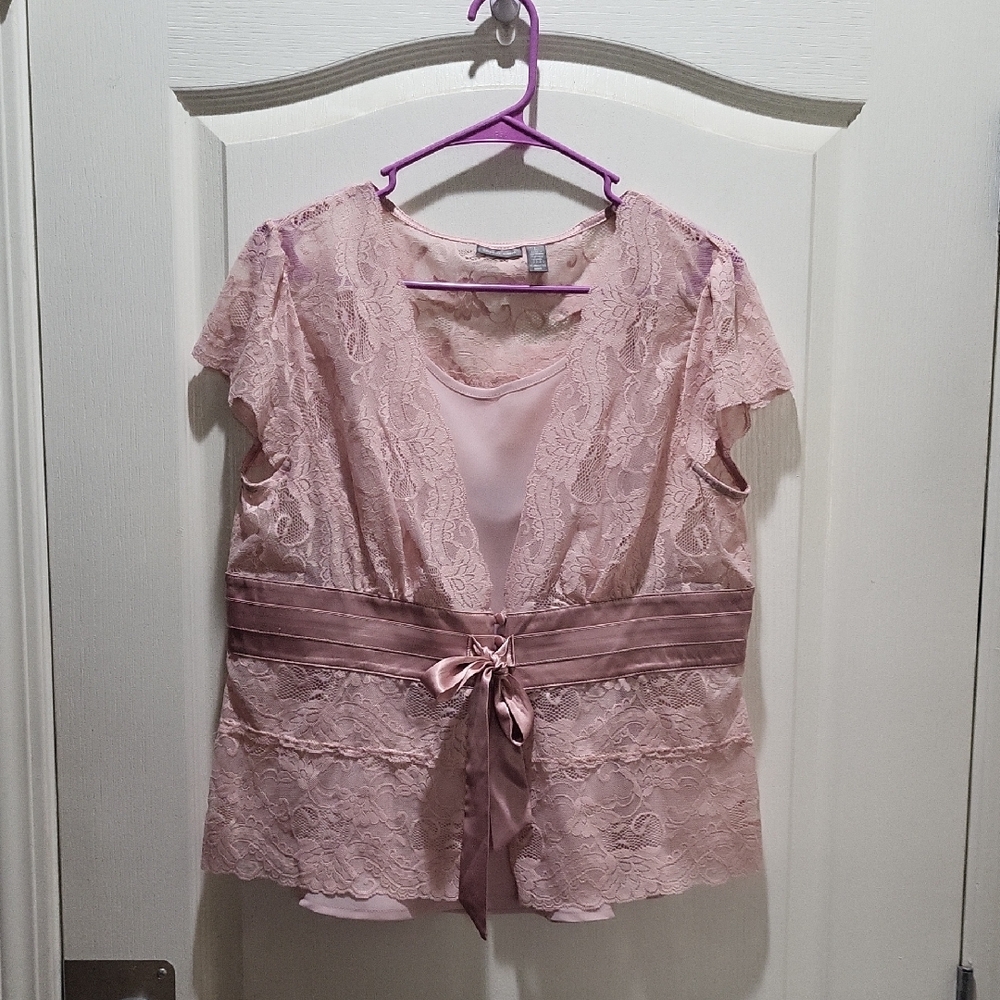 Lace blouse over camisole